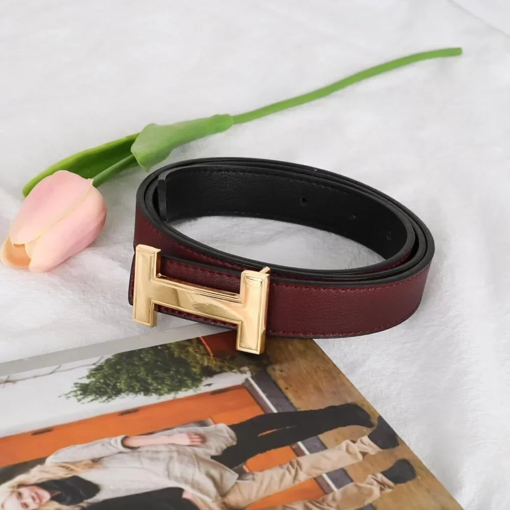 Women Belt Leather PU Gold Buckle Waist Band Fashion Elegant Dress Jeans